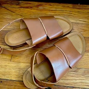 brown strap sandals, size 7, Garnet Hill